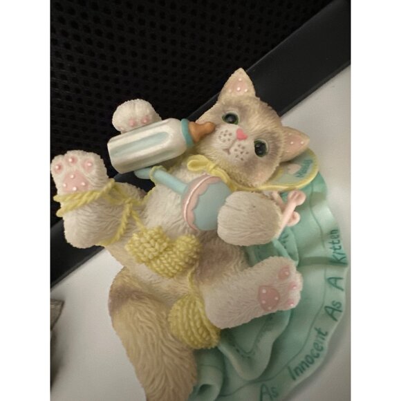 Set Of 5 Cute Cat Figurines With Yarn Ball Home Sweet Home And More - Picture 11 of 14